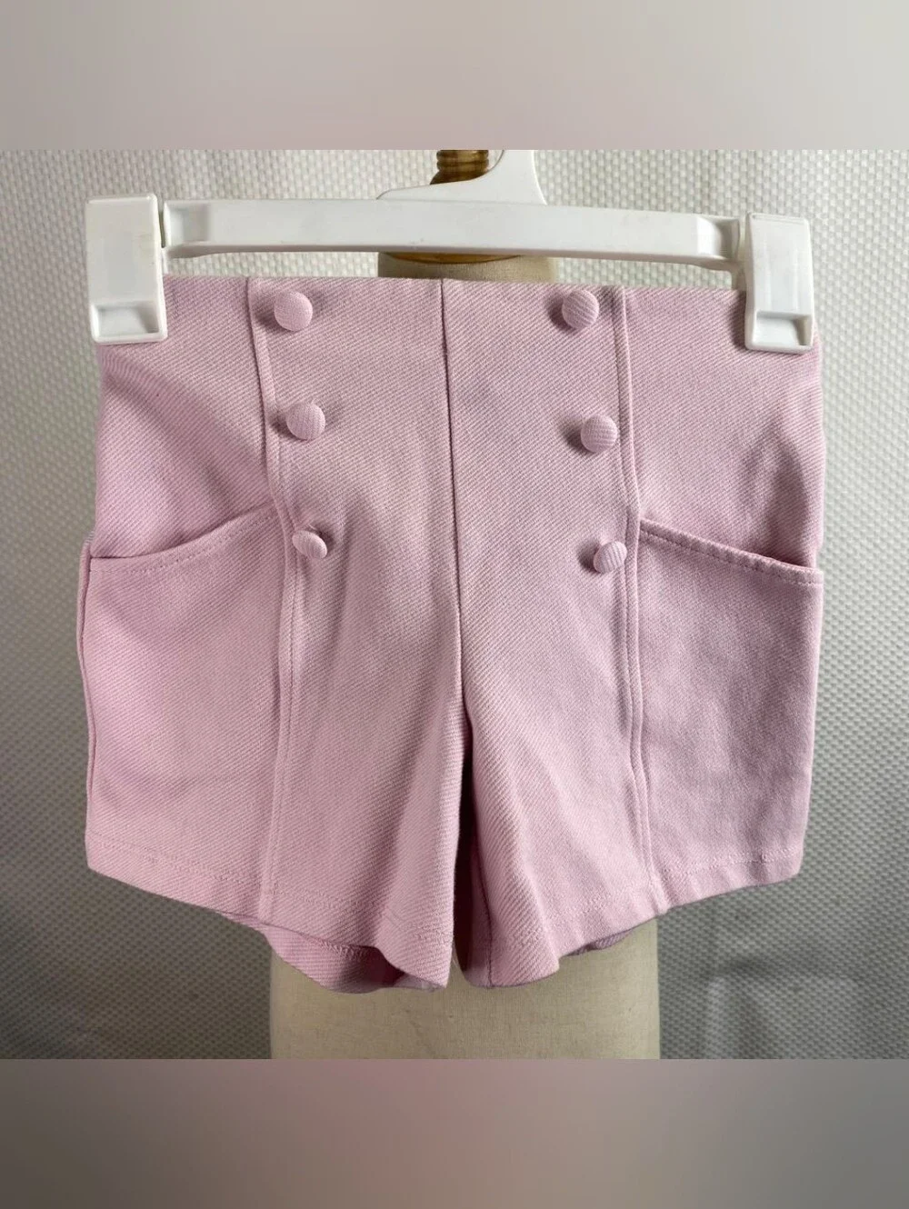 Zara Pink Double-Button High-Waist Skort & Navy Plaid Tweed Mini Set